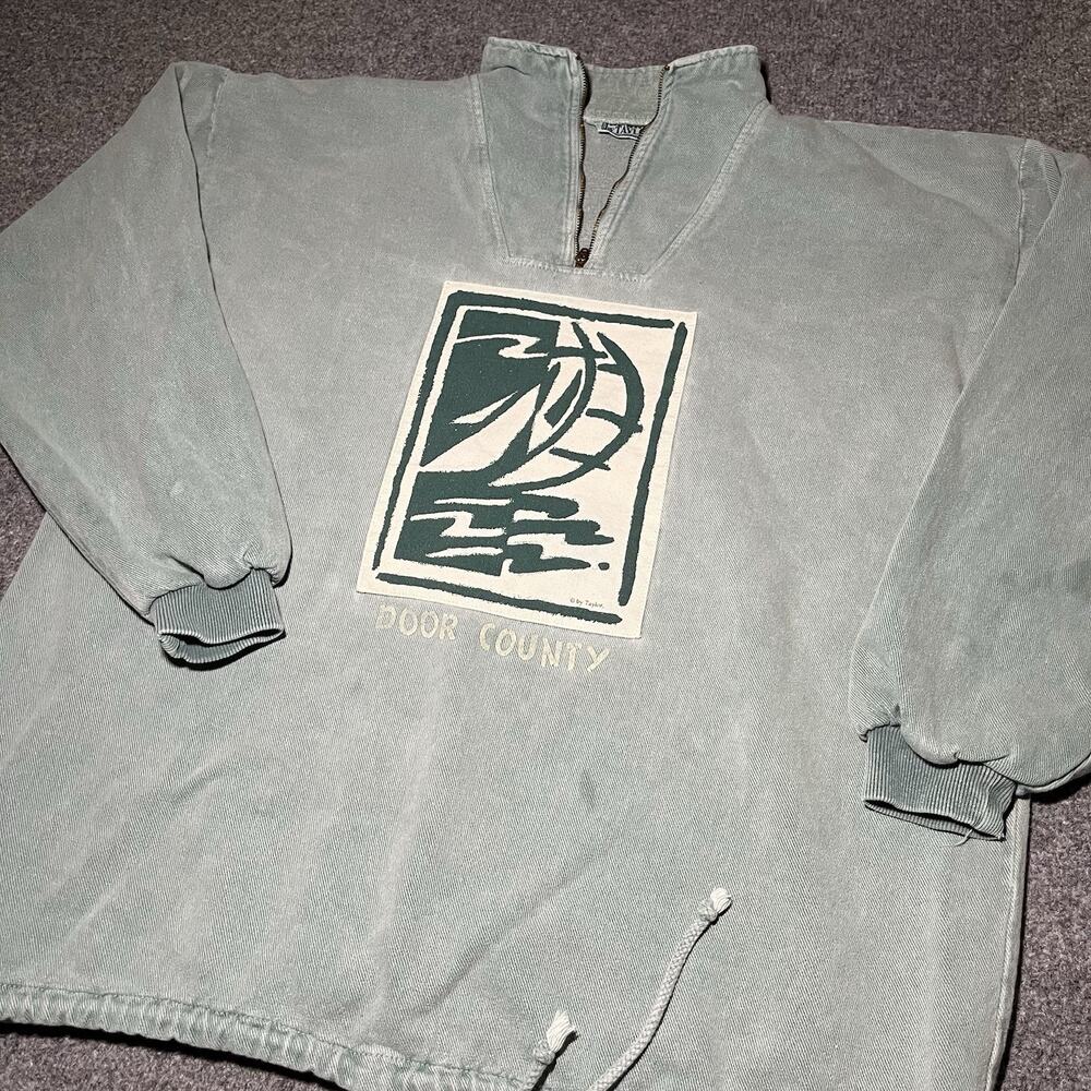 VINTAGE Door County By Taylor Sweatshirt Womens XL Green Oversize 90s USA